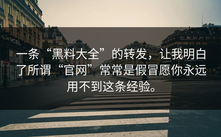 一条“黑料大全”的转发，让我明白了所谓“官网”常常是假冒愿你永远用不到这条经验。