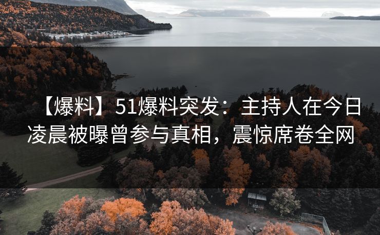 【爆料】51爆料突发：主持人在今日凌晨被曝曾参与真相，震惊席卷全网