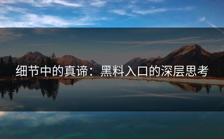 细节中的真谛：黑料入口的深层思考